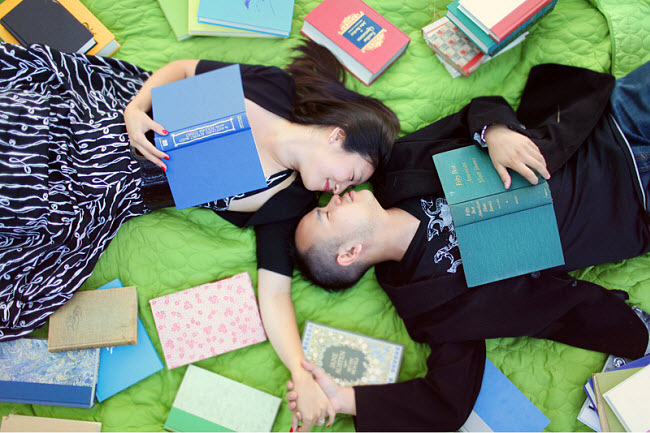 A Book Lover Engagement Shoot