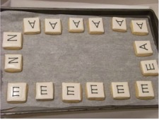 Scrabble cake letters