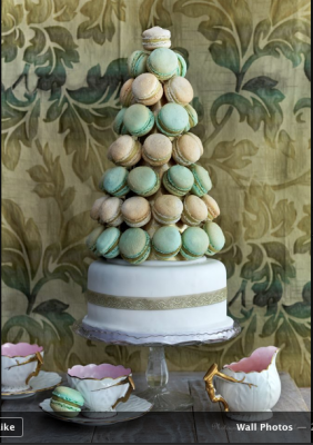 pistachio green and beige macaron wedding tower 
