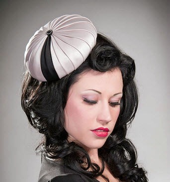 satin cocktail hat with black detail