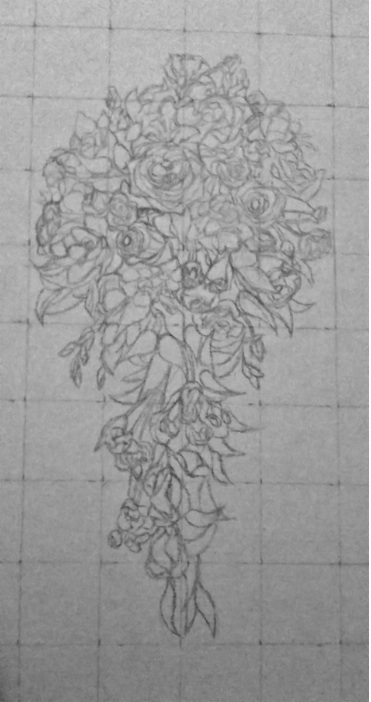 wedding bouquet pencil sketch 