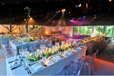 wedding reception tables with apples