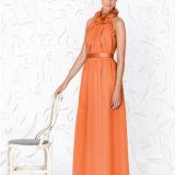 long high neck orange bridesmaid dress 