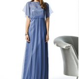 long blue bridesmaid dress with sleeves