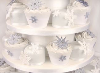 snowflake miniature wedding cakes