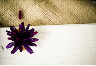 purple flower decorating wedding service sheet