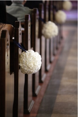 white pomander wedding decorations