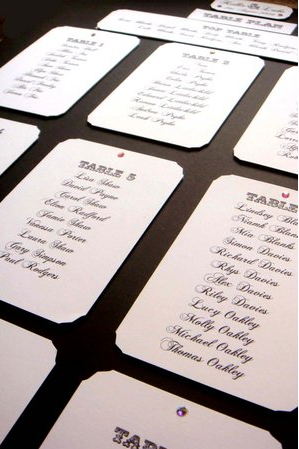 Black and white calligraphy seating plan