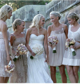 bridesmaids in short dresses 