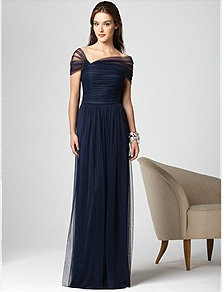 long navy blue bridesmaid dress