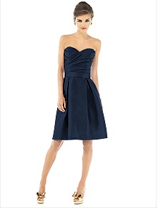 short navy cocktail length bridesmaid dress