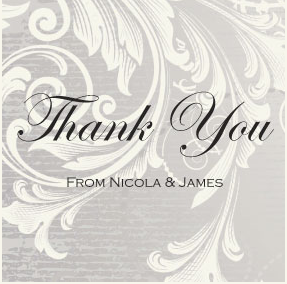 Wedding thank you card in silver 