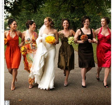 Autumn coloured bridesmaid dresses