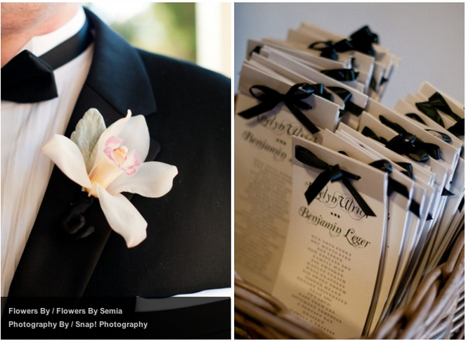 black and white wedding theme place cards