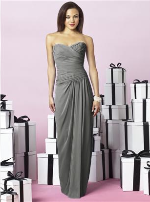 grey bridesmaid dress by Dessy 