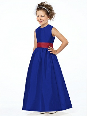 Blue and red flowergirl dress by Dessy