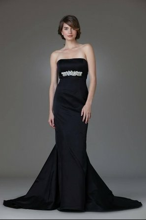 Sheath style black wedding dress by Amy Kuschel