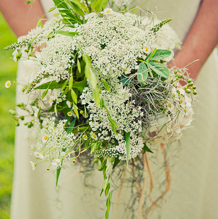 Green and white wedding bouquet 