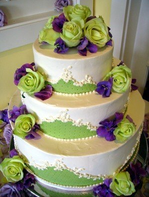 Purple and Green wedding cake 