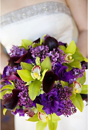 Purple and green wedding bouquet 