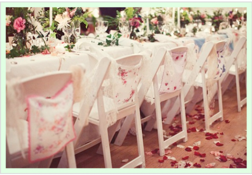 Handkerchief decorated vintage chair backs 