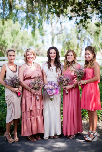 bridesmaids dresses at boho chic wedding