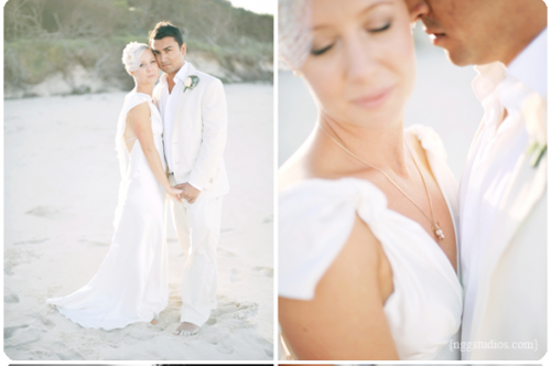bride and groom on Hastings Point Beach 