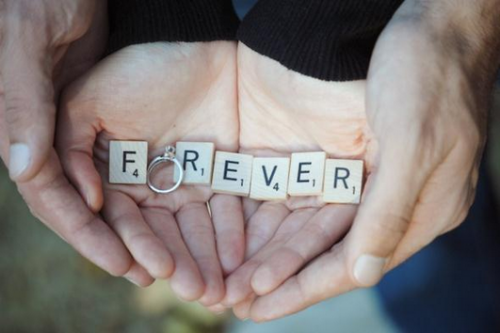 Scrabble letters for engagement photo shoot 