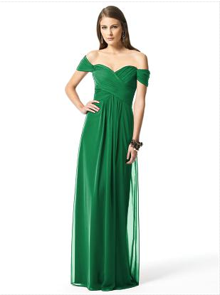 long green chiffon bridesmaid dress