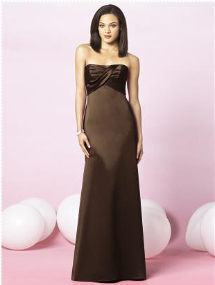 long brown satin bridesmaid dress 