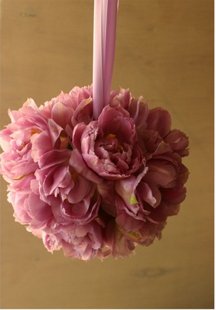 pink tulip pomander ball 