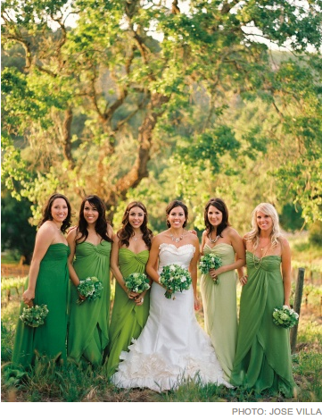 green ombre bridesmaid dresses 