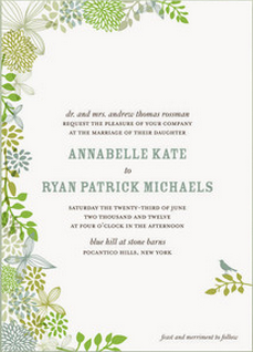 Green leaf wedding invitation 