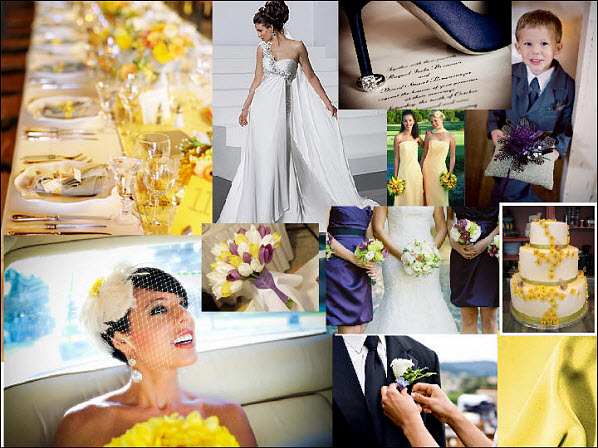Iris and Yellow Wedding Inspiration Styleboard