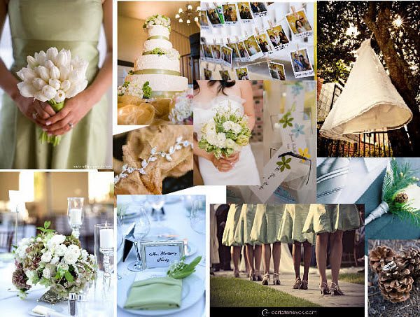 White and Green Wedding Styleboard