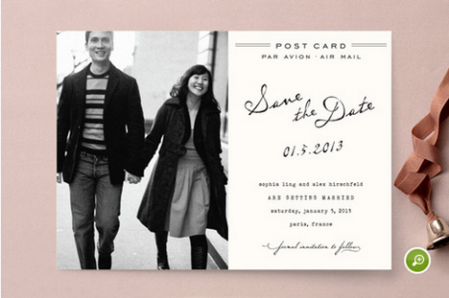 personalised wedding save the date card with photograph of couple 