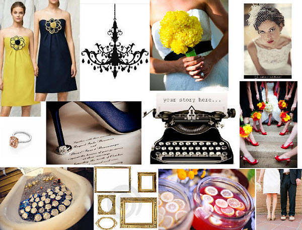 Navy and Yellow Wedding Styleboard