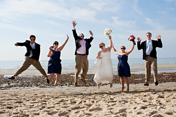 wedding party on the beach