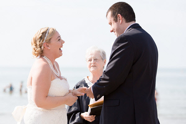 bride and groom vows on beach