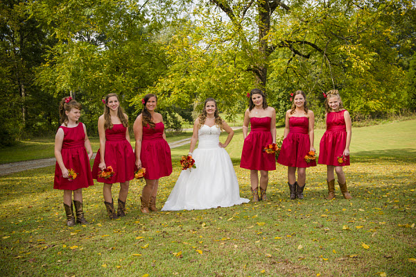 western bridesmaid dresses with cowboy boots