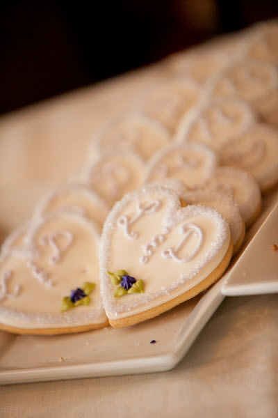 white heart wedding cookies