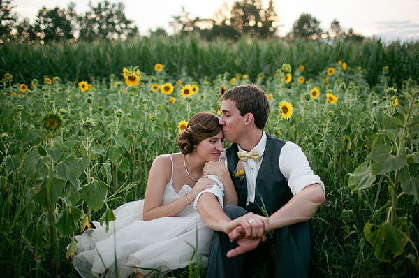 spring bride and groom