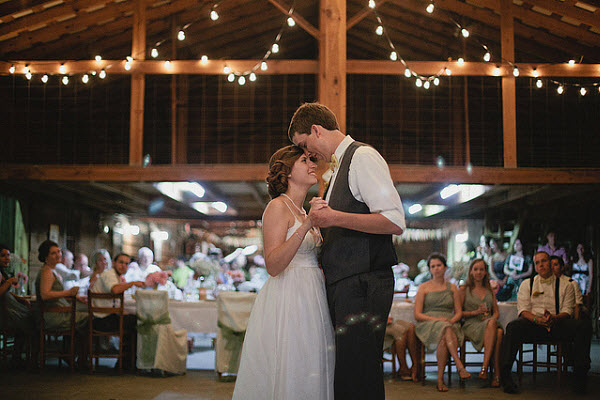 nighttime summer wedding reception