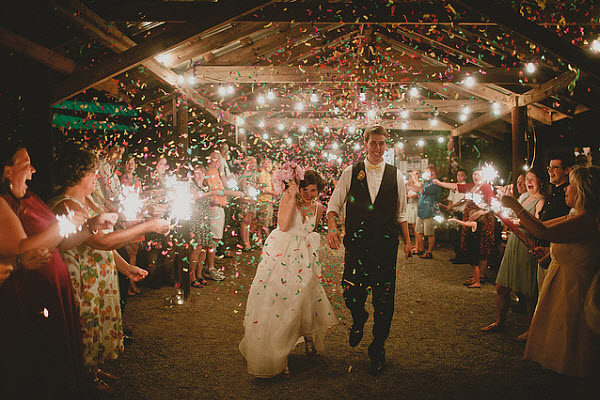 bride and groom wedding exit