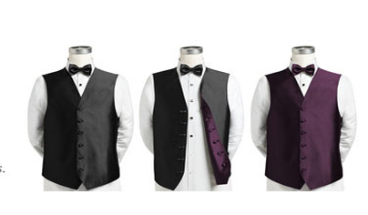 reversible tuxedo vest in aubergine