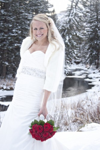 winter bride in snowy setting 