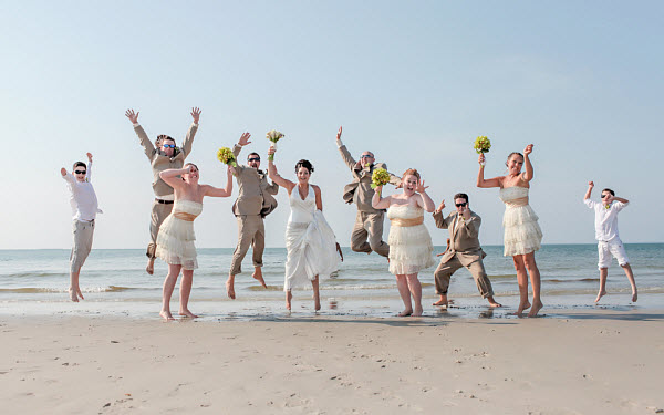 summer wedding bridesmaids and groomsmen