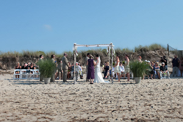 wedding party on the beach