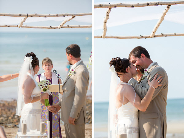 bride and groom kiss