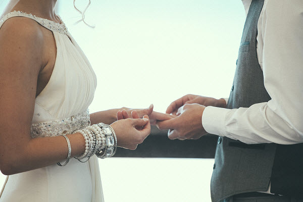 bride and groom saying vows